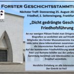 Einladung zum 90. Forster Geschichtsstammtisch