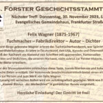104. Forster Geschichtsstammtisch mit einer Neuent...